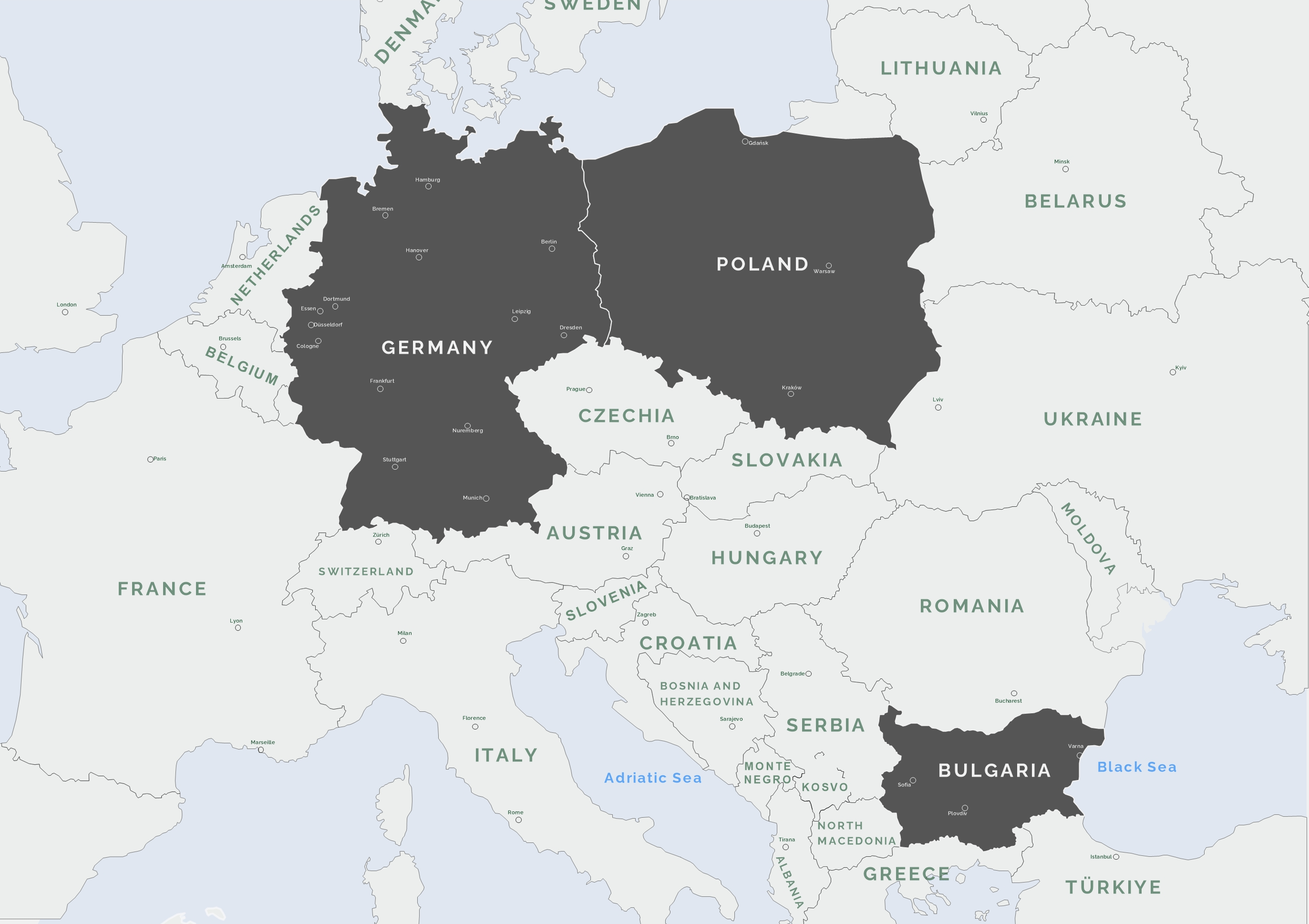 Map Europe_highlighted BG, GER, PL